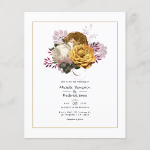White, Burgundy and Gold Floral Wedding Flyer