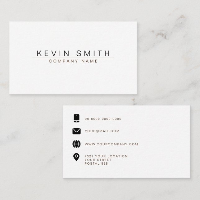 White Business Card | Contact Links (Front/Back)