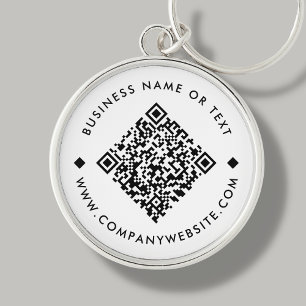 White Business Custom QR Code Keychain