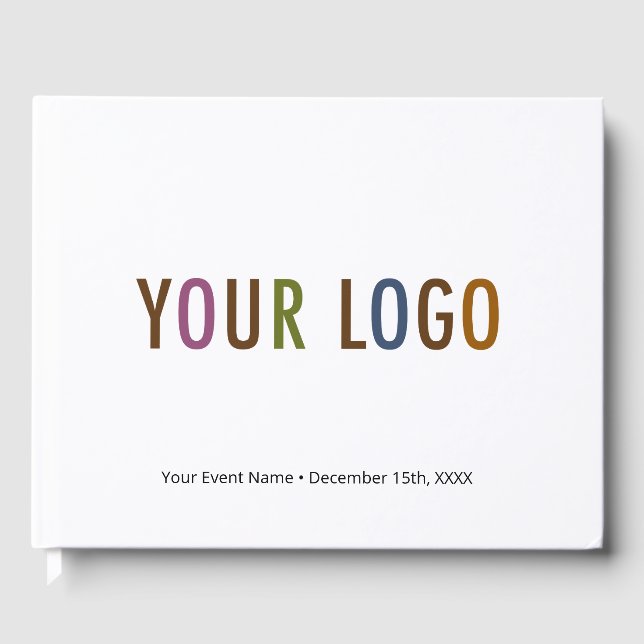 White Business Guest Book Custom Company Logo (Front)