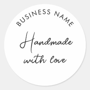 White Business Handmade Business Classic Round Sticker