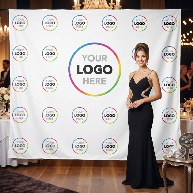 White Business Logo Backdrop | Media Event Decor Tapestry (Creator Uploaded)