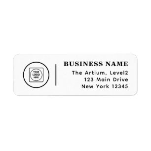 White Business Logo Clean Four Line Text Brand Return Address Label