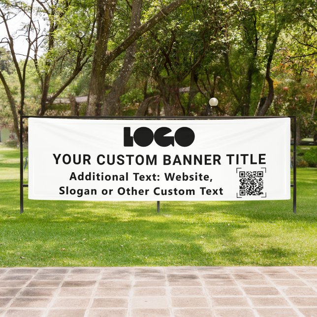 White Business Logo Company QR code Outdoor 2,5x8 Banner (Creator Uploaded)