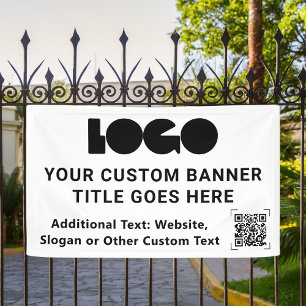 White Business Logo Company QR code Outdoor 3'x5' Banner