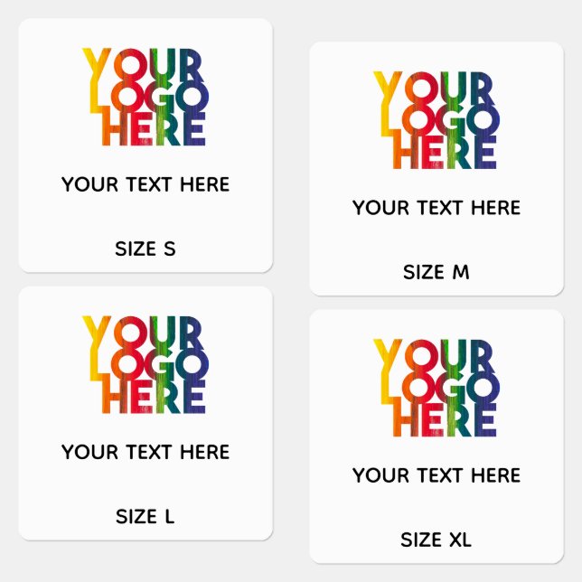 White Business Logo Fabric Clothing Labels Sizes (Group)