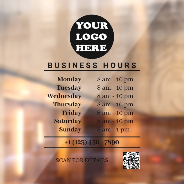 White Business Logo Opening Hours QR Code  (Sheet 2)