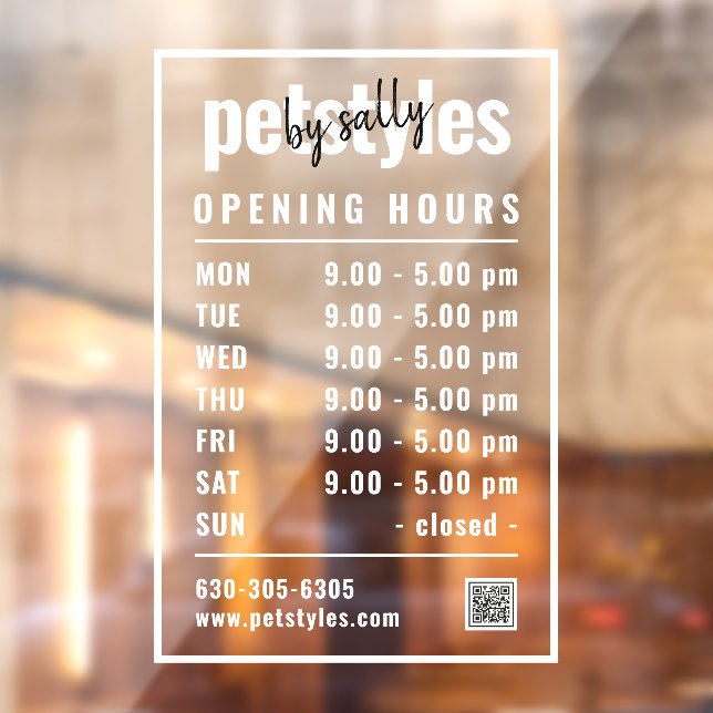 White Business Opening Hours Logo and QR Code (Sheet 2)