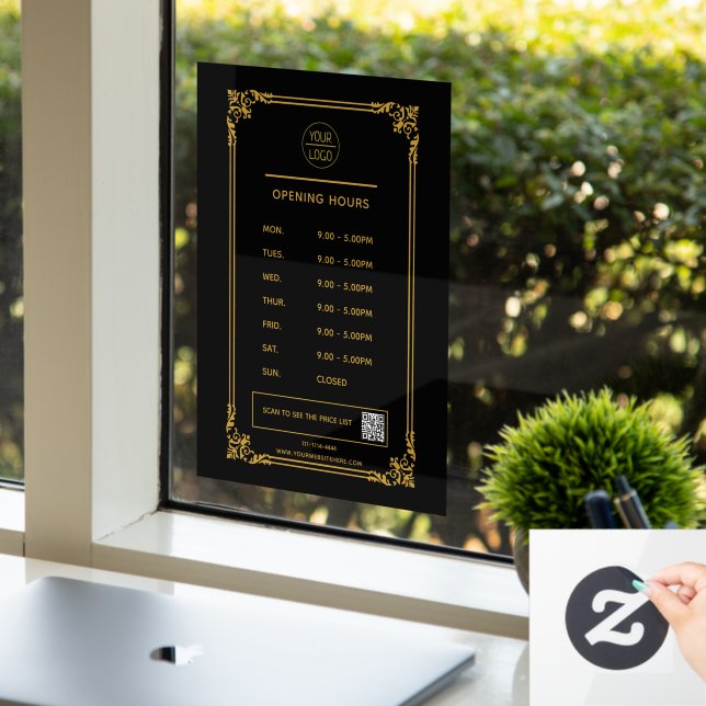 White Business opening hours logo and qr code Wind (Office)