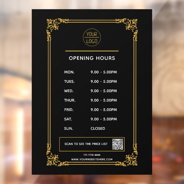White Business opening hours logo and qr code Wind (Sheet 2)