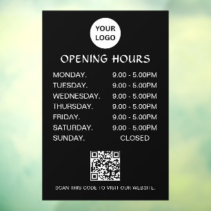 White Business Opening Hours Modern Script Qr 