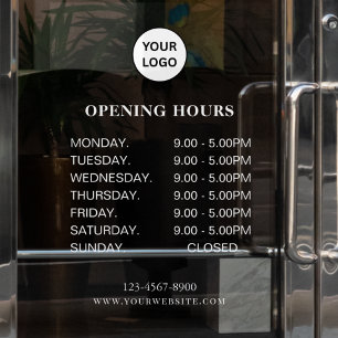 White Business Opening Hours Simple Modern Script