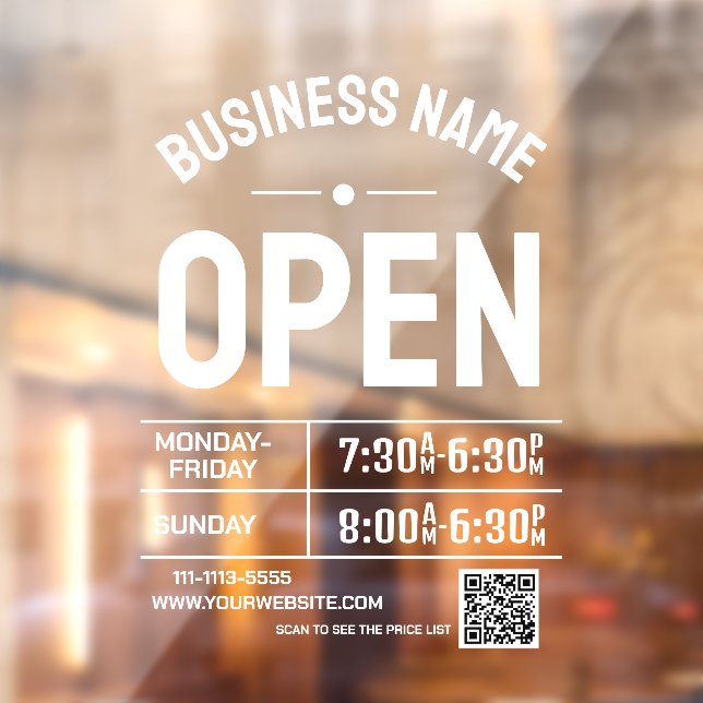White Business Opening Times and QR Code  (Sheet 2)