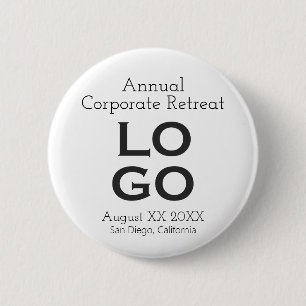 White Business or Corporate Event Custom Logo 6 Cm Round Badge