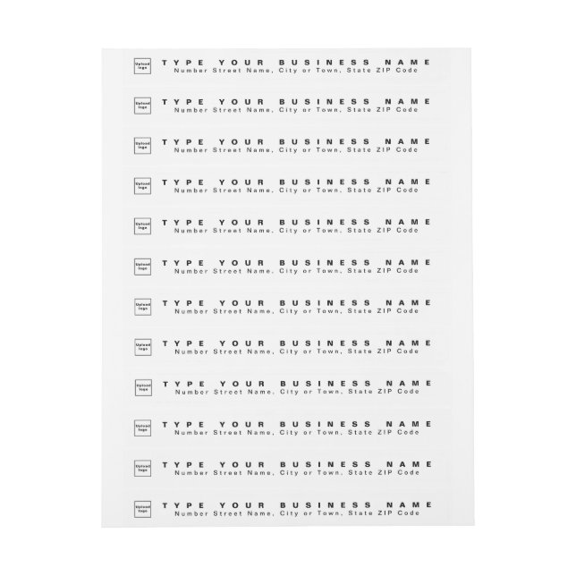 White Business Return Address Slim Wrap Around Label (Sheet)