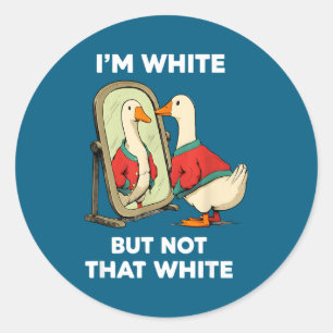 White but not that white funny duck miror meme classic round sticker