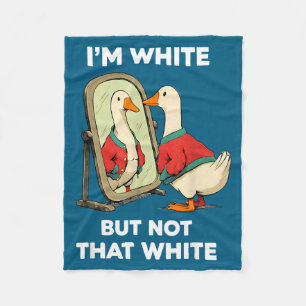 White but not that white funny duck miror meme fleece blanket
