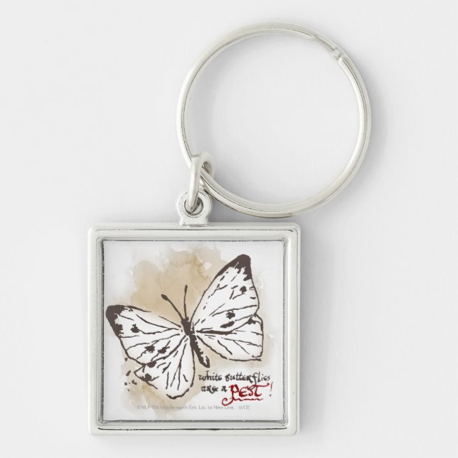 White Butterflies are a Pest Key Ring (Front)