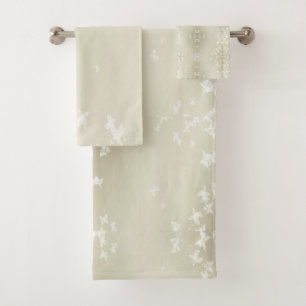 White Butterflies Bath Towel Set