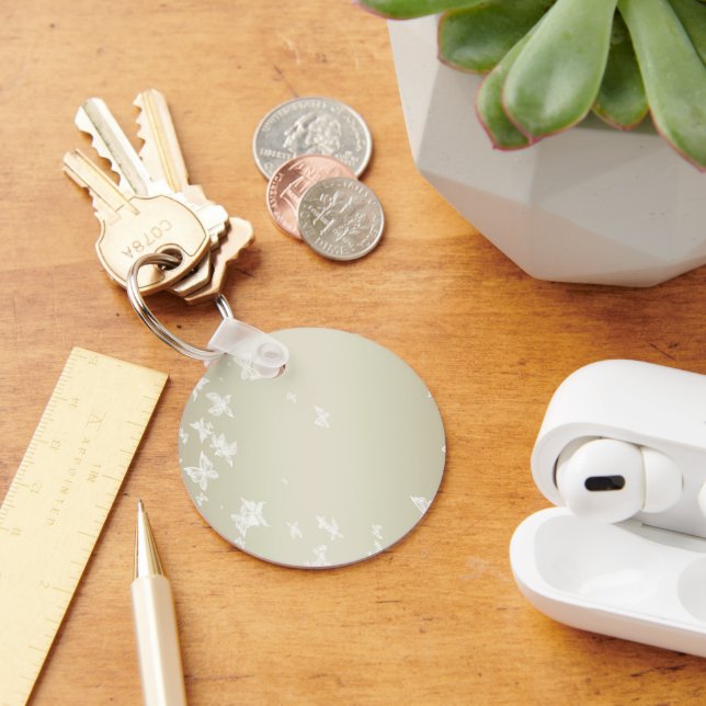 White Butterflies Key Ring (Desk)