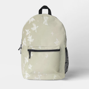 White Butterflies Printed Backpack