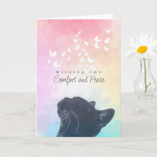 White Butterflies Rainbow Cat Loss Sympathy Card