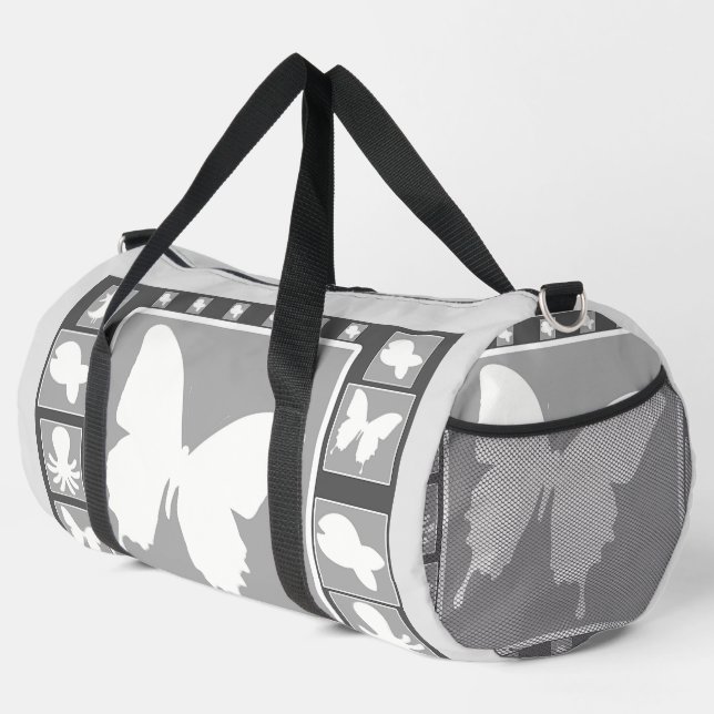 White Butterfly  All Purpose Travel Gym Weekend  Duffle Bag (Right Corner)