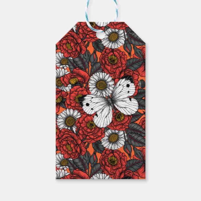 White butterfly and roses gift tags (Front)