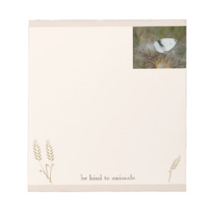 White Butterfly "Be Kind to Animals" Boho Notepad