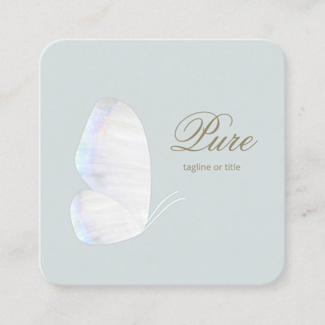 White Butterfly Beauty and Wellness Square Business Card (Front)