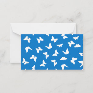 White Butterfly Blue Background Aesthetic Pattern Card