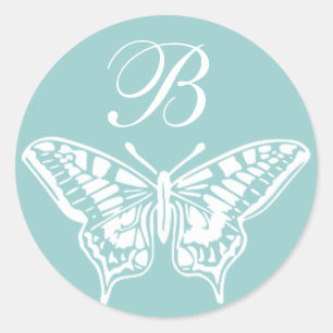 White Butterfly Customisable Monogram sticker