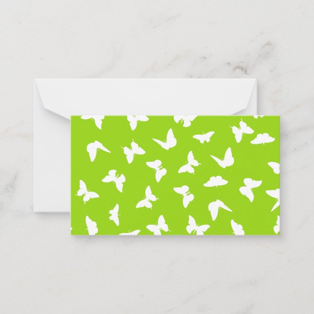 White Butterfly Green Background Aesthetic Pattern Card (Front)
