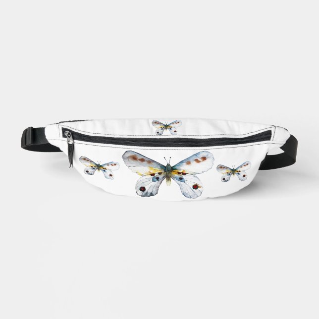 White Butterfly Two-Sided Print Fanny-Pack Bum Bags (Front)