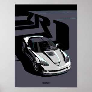 White C6 ZR1 illustration Poster