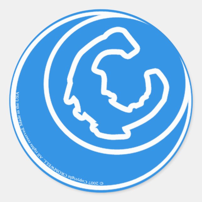 white C on Blue circle sticker (Front)