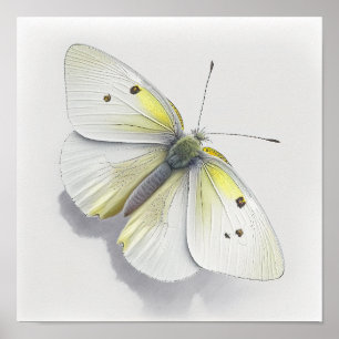 White Cabbage Butterfly Art Print Poster