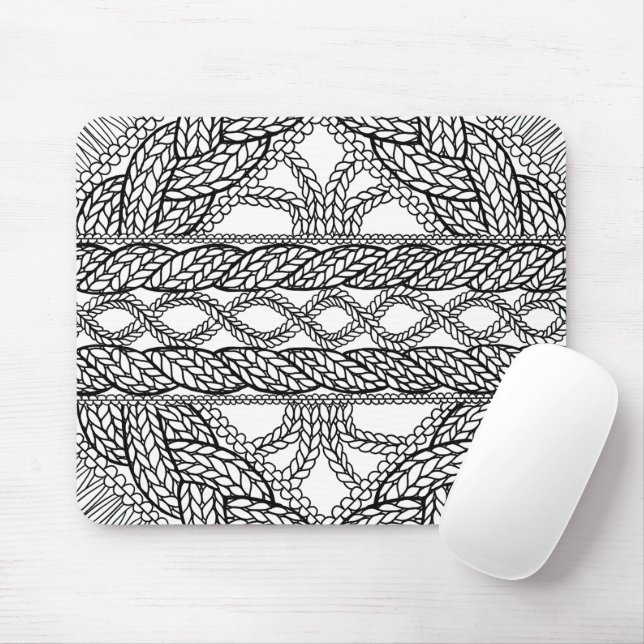 WHITE CABLE KNIT Mouse Pad (With Mouse)
