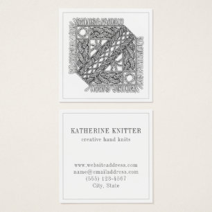 WHITE CABLE KNIT Square Business Card