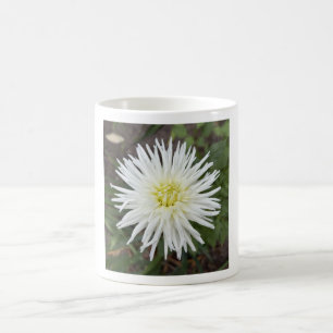 White Cactus Dahlia Floral Mug
