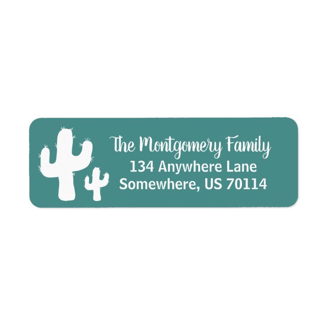 White Cactus Silhouettes Return Address Label (Front)