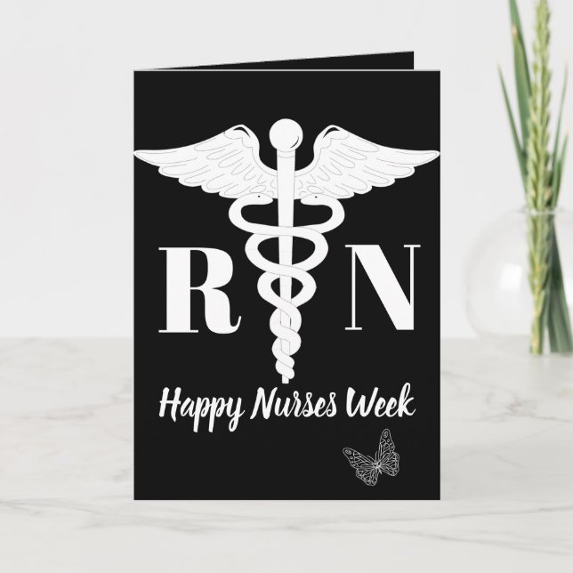  White Caduceus Happy Nurses Week Card (Front)