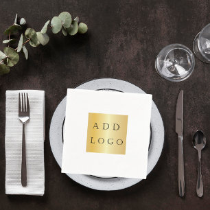 White cafe bar business logo napkin