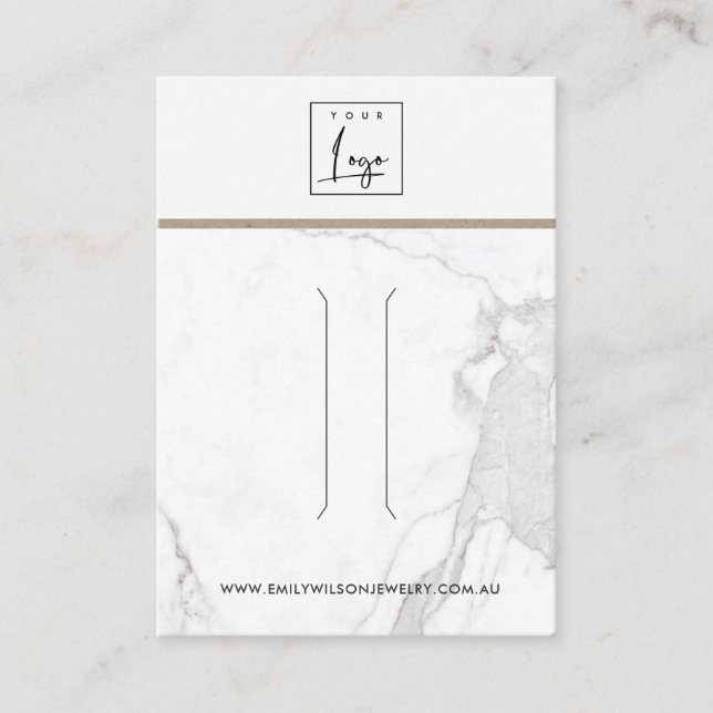 WHITE CALACATTA MARBLE TEXTURE HAIR CLIP DISPLAY BUSINESS CARD (Front)