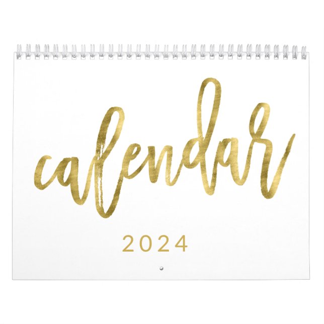White Calendar 2024 With Faux Golden Months (Cover)