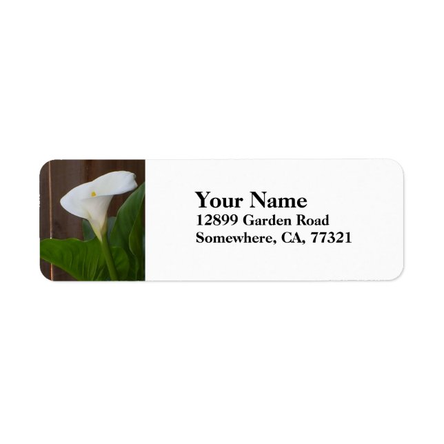 White Cali Lily Return Address Label (Front)