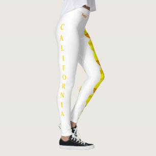 White California State Flower Poppy Leggings
