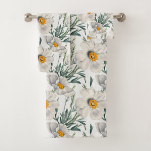 White California Tree Poppy Flowers Pattern Bath Towel Set