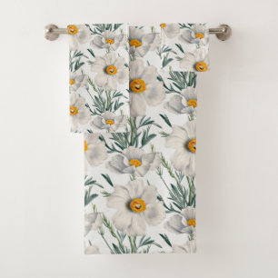 White California Tree Poppy Flowers Pattern Bath Towel Set
