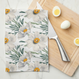 White California Tree Poppy Flowers Pattern Tea Towel